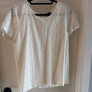 Market & Spruce White Patterned Blouse